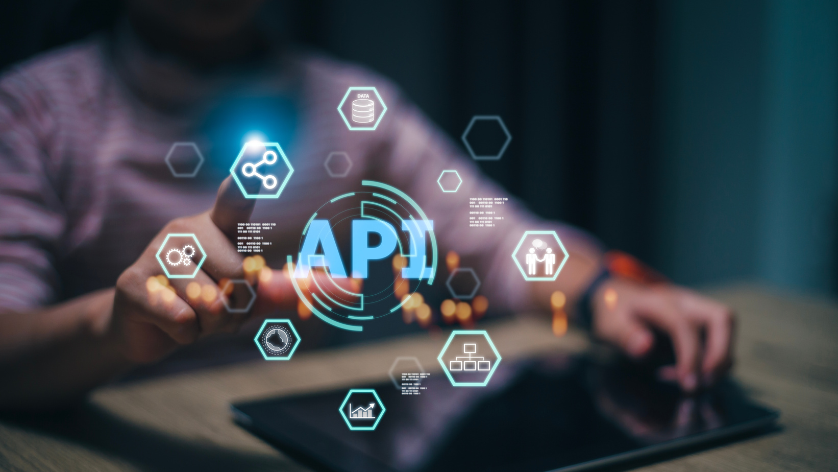 API - Application Programming Interface. Software development tool. Business, modern technology, internet, and networking concept.